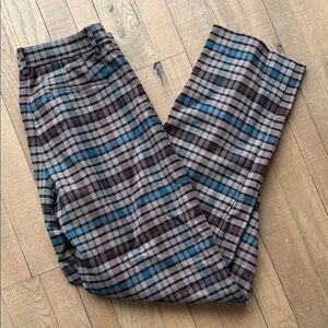 Babaton Plaid Women's Pants - Blue and Brown